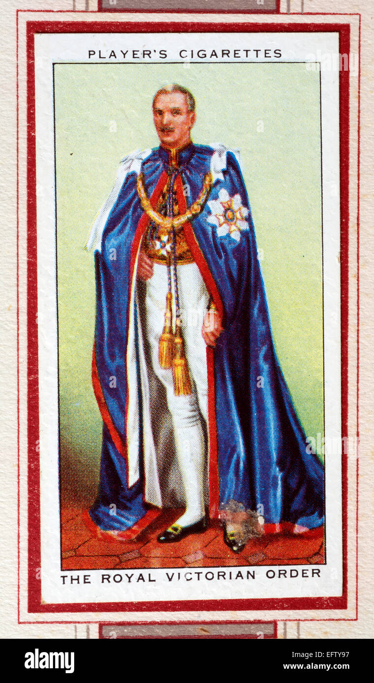 Player`s cigarette card - The Royal Victorian Order. Stock Photo